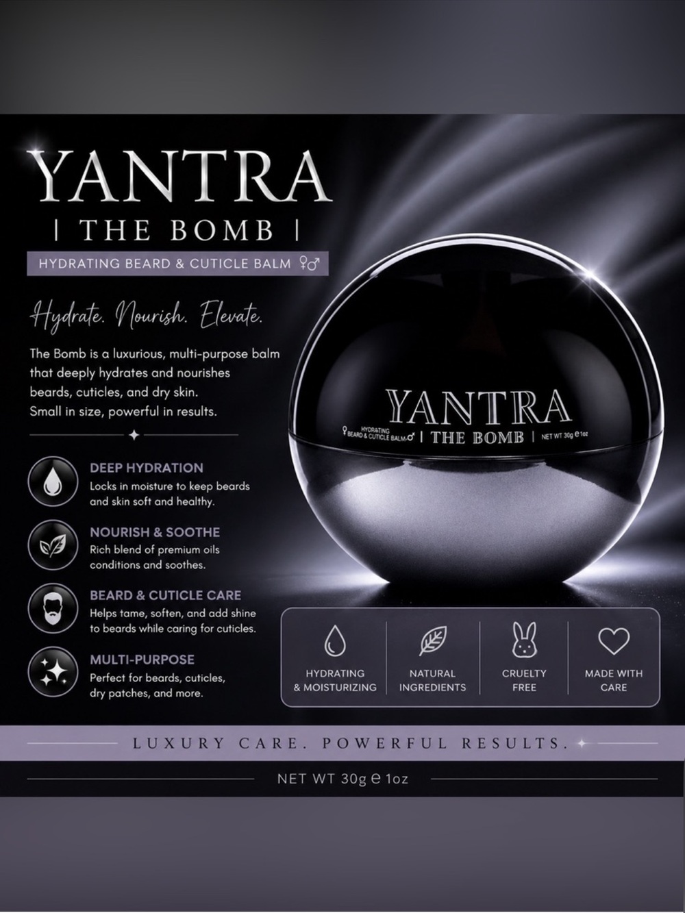 Yantra The Bomb Hydrating Beard and Cuticle Balm 1 oz NEW